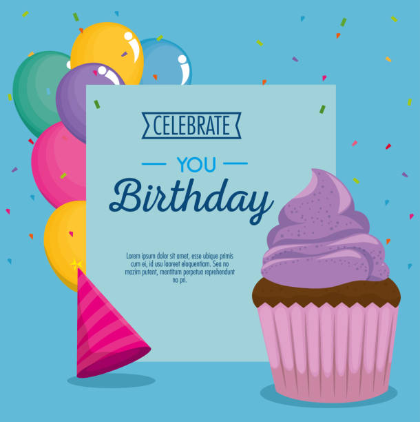 istock happy birthday card with cupcake and balloons air 961553516