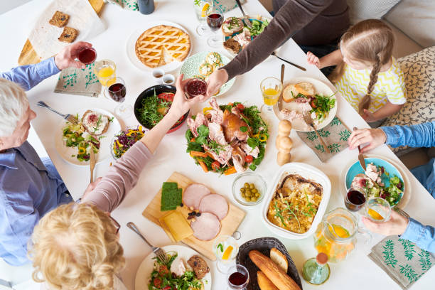 istock Above View of Family Dinner 961560392