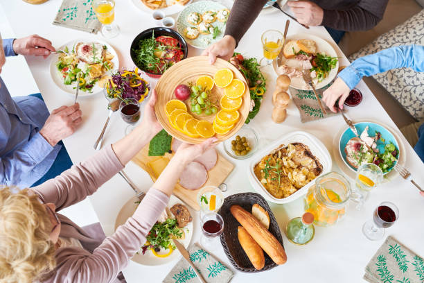 istock Top View of Happy Family Dinner 961560470