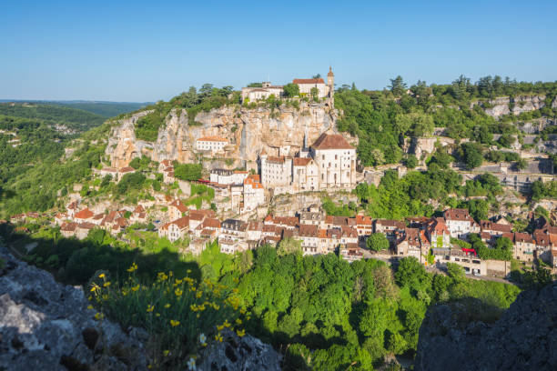 Village of Rocamadour in Lot department in France. stock photo