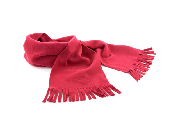 roter schal auf weißem hintergrund - neckscarf stock-fotos und bilder