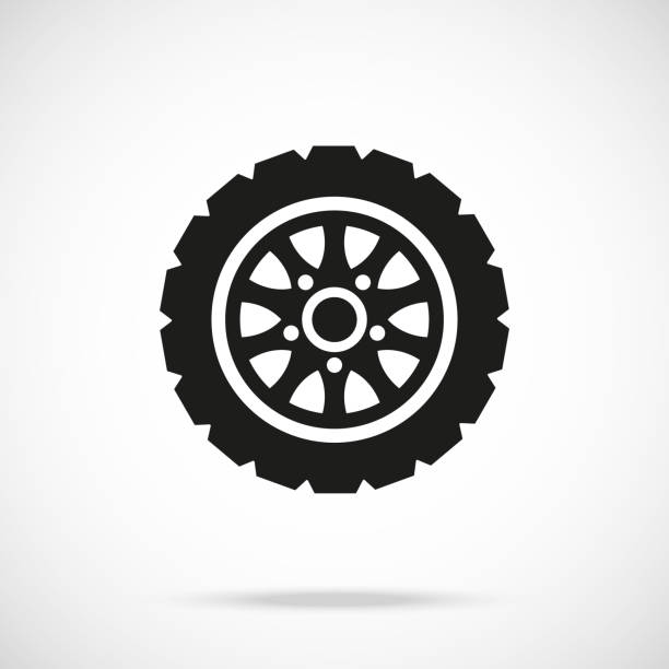 ikona opony. koło samochodu. ikona aplikacji vector - on wheels obrazy stock illustrations