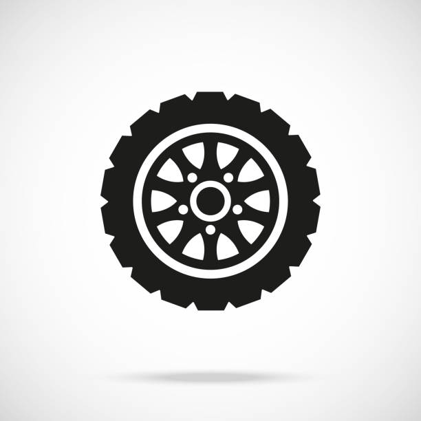 значок шины. колесо автомобиля. значок вектора - car brake vehicle part part of stock illustrations