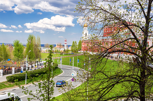 Samara, Russia - May 9, 2018: View of Samara street in a spring sunny day