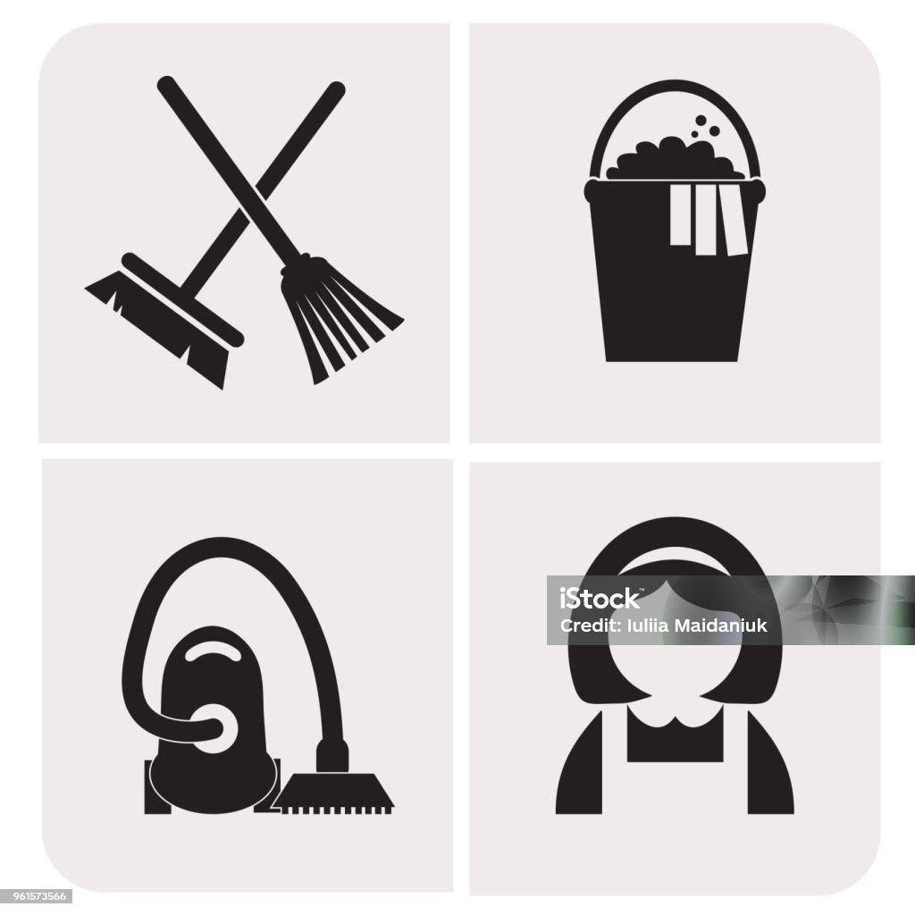 Professions. Maid. Cleaning women. People at work. Set. Vector icon. Icon Symbol stock vector