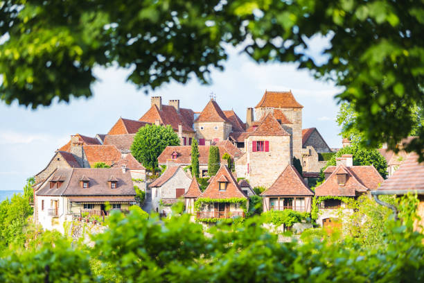 Village of Loubressac in Lot department in France stock photo