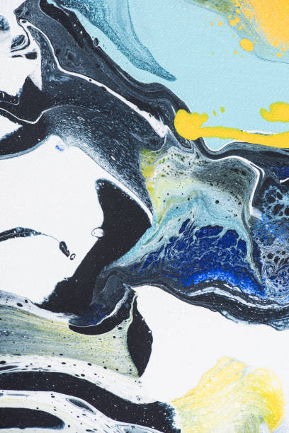 istock Abstract texture with yellow and blue acrylic paint 961580676