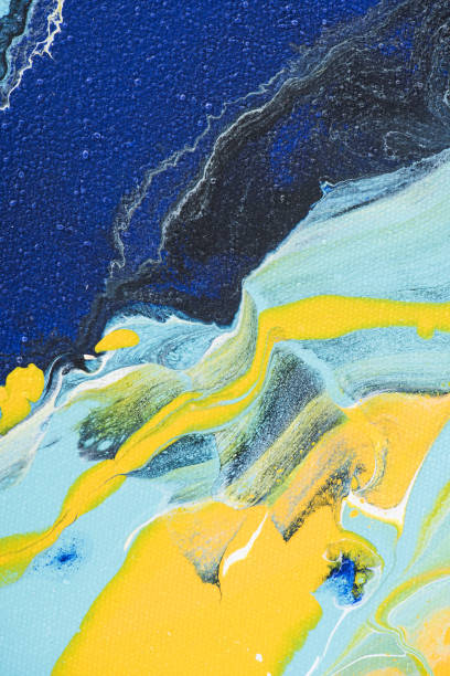 istock Abstract acrylic background with yellow and blue paint 961580762