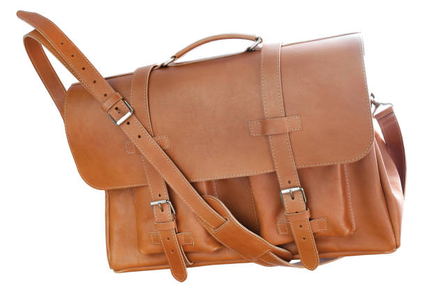 istock Brown Leather Briefcase Bags for Men isolated on white 961584926