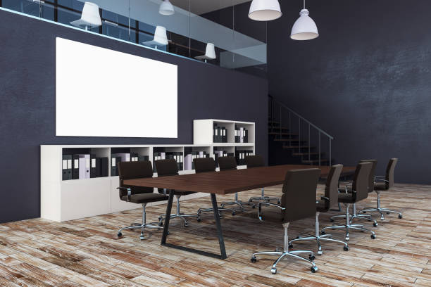 istock Meeting room with empty billboard 961590386