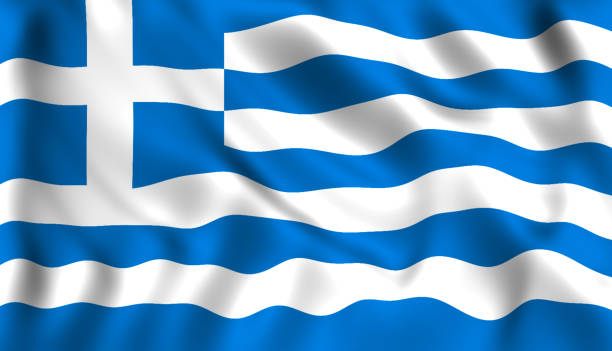 ギリシャの記号を振ってギリシャ国旗 - europe map world map cartography ストックフォトと画像