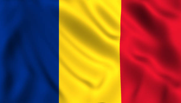 drapeau roumain dans le vent roumanie - roumanie photos et images de collection