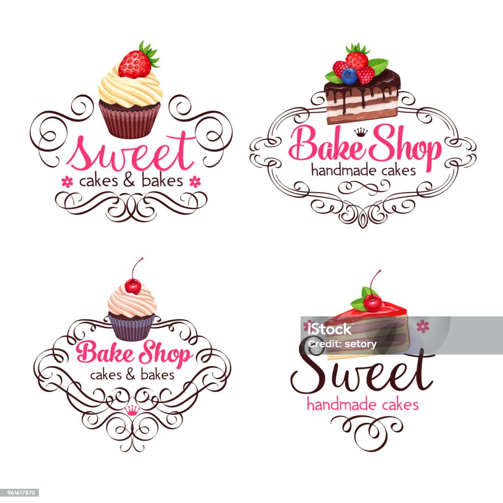 gâteau et Cupcake - clipart vectoriel de Logo libre de droits