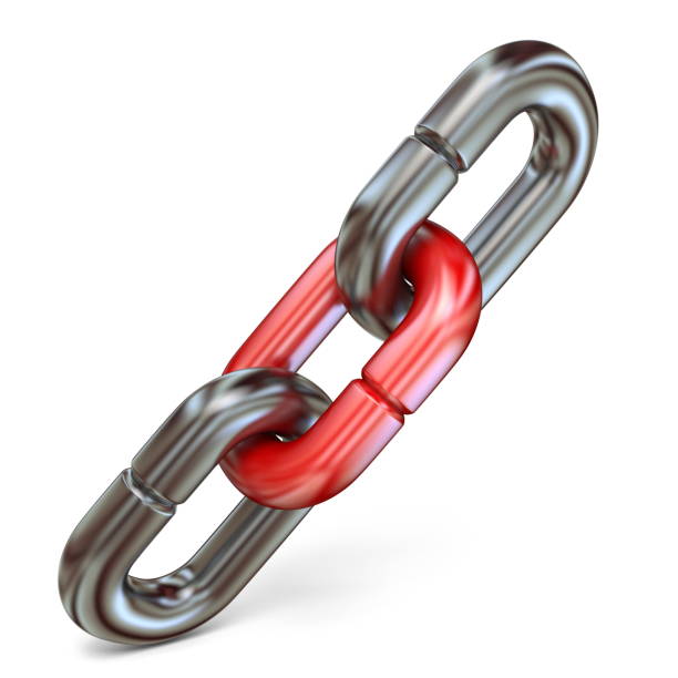 istock Red chain link connect two metal chain links 3D 961618614