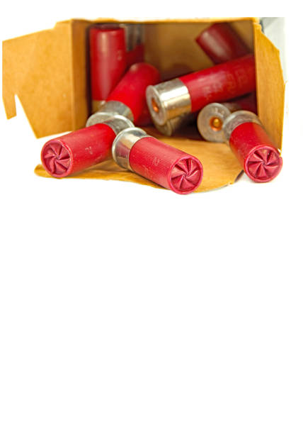 istock Shotgun ammunition spilling from box with copy space 961619504