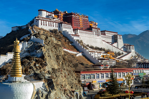 Potala Palace, Tibet (China, Asia). Fantastic photo of the mighty palace of the Dalai Lama,  an Unesco World Heritage.