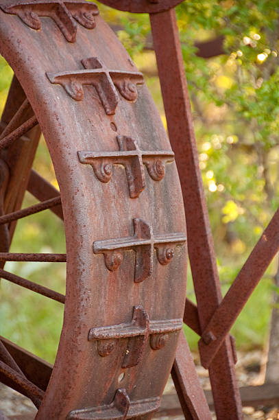 antique tractor wheel stock photo