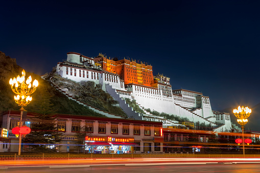 The Potala Monastery in the city of Lhasa in the Tibet Autonomous region of China. The residence of the Dalai Lama until the 14th Dalai Lama fled to India during the 1959 Tibetan uprising. It is now a museum and a UNESCO World Heritage Site.