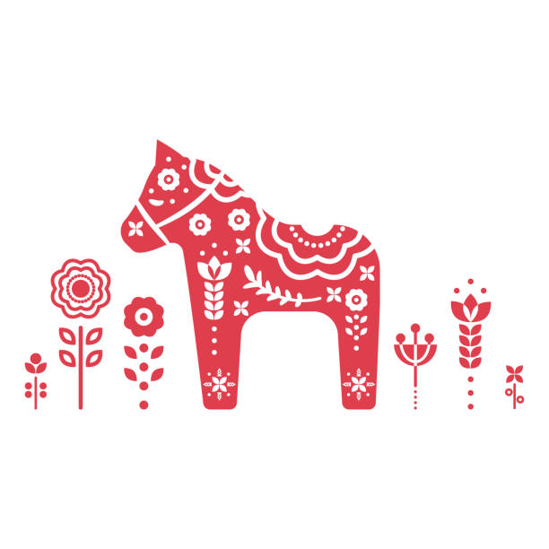 дала шведский лошадь вектор иллюстрации - dala horse stock illustrations