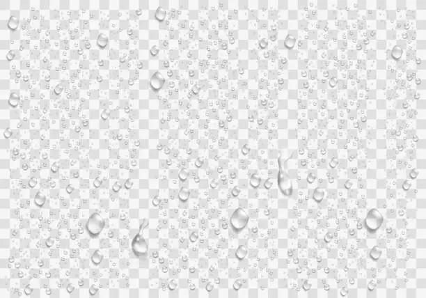 Vector illustration of Realistic water droplets on the transparent window. Vector