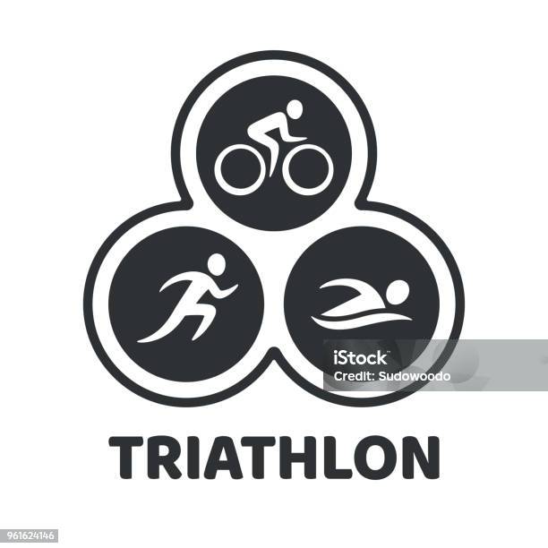 Ilustración de Ilustración Del Evento De Triatlón y más Vectores Libres de Derechos de Triatlón - Triatlón, Ícono, Logotipo