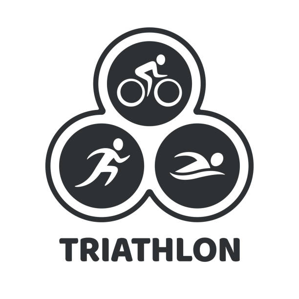 트라이 애슬론 이벤트 일러스트 - triathlon stock illustrations