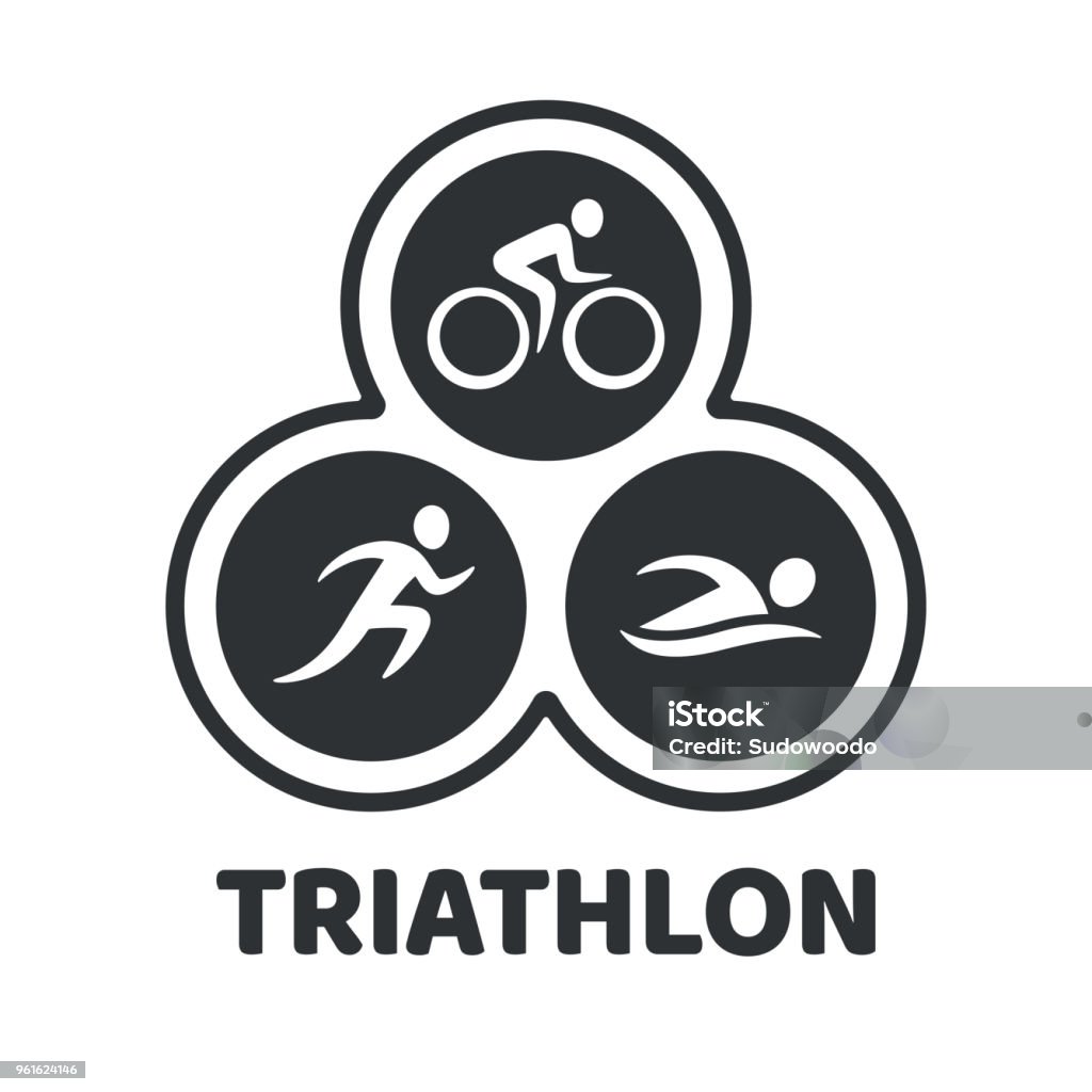 Triathlon event illustration Triathlon event illustration. Swim, run and bike icons in simple modern style. Isolated vector symbol. Triathlon stock vector