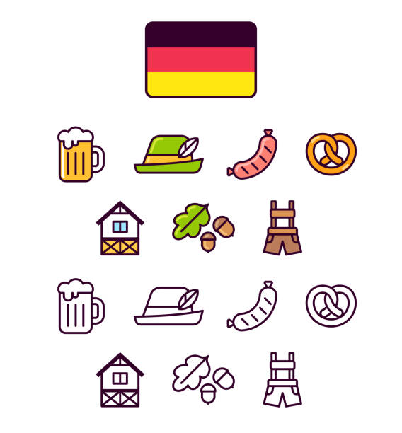 набор иконок германии - bavarian culture stock illustrations