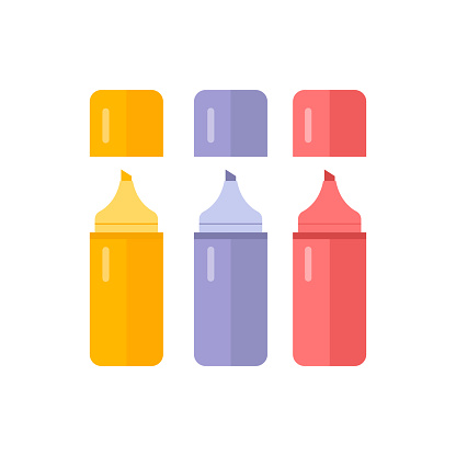Three Color Marker Office Supplies Markers Of Three Colors To Highlight Text Stock ...