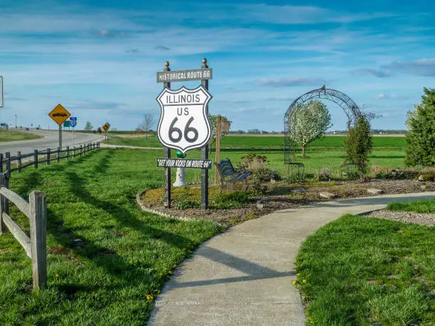 Historical Route 66 sign in Illinois