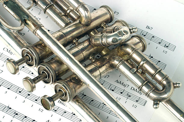 old trumpet  big band jazz stock pictures, royalty-free photos & images