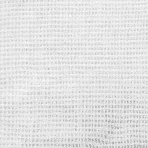 sfondo tessuto di tela di tela di tela di tessuto di tessuto di tessuto hessian bianco - gauze textile gray textured foto e immagini stock