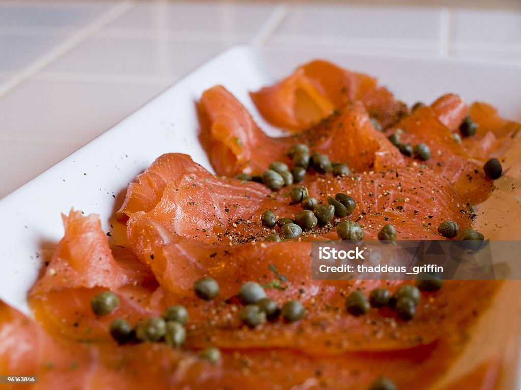 Smoked Salmon with Capers  Appetizer Stock Photo