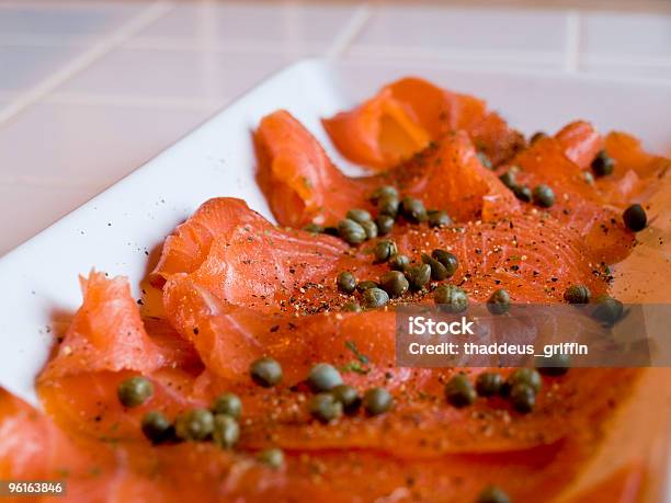 Smoked Salmon With Capers Stock Photo - Download Image Now - Appetizer, Caper, Cod Liver Oil