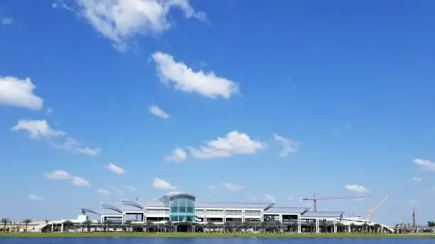 Orlando Airport Terminal blue sky clouds