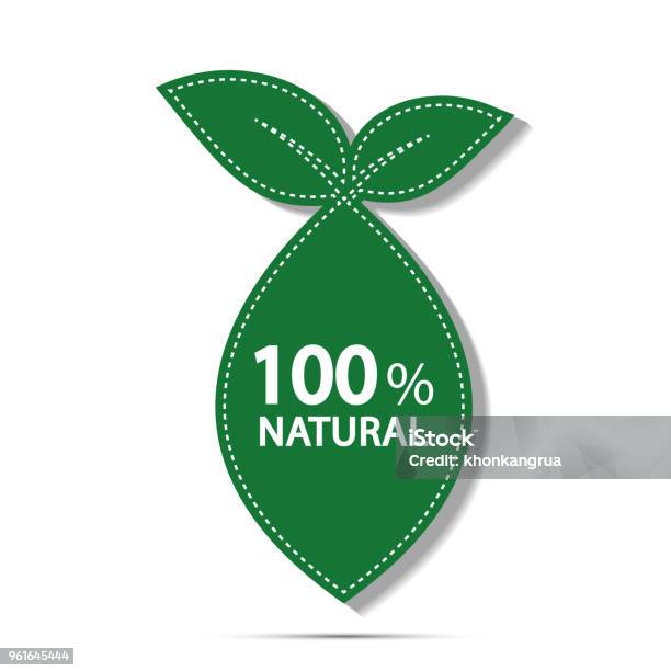 Eco Green Energy Concept100 Percent Natural Label Vector Illustration Stock Illustration - Download Image Now