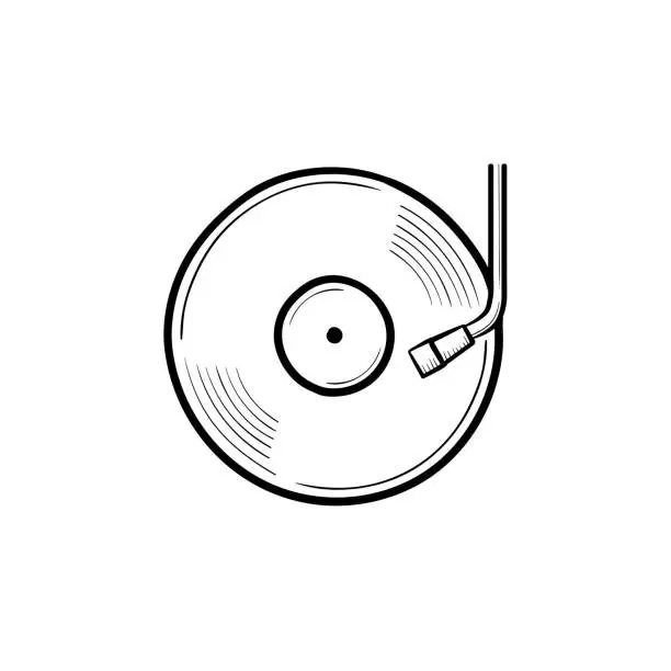 Vector illustration of Phonograph and turntable hand drawn outline doodle icon