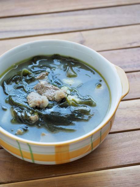 Korean food Beef seaweed soup, Miyeok-guk OLYMPUS DIGITAL CAMERA ascidiacea stock pictures, royalty-free photos & images