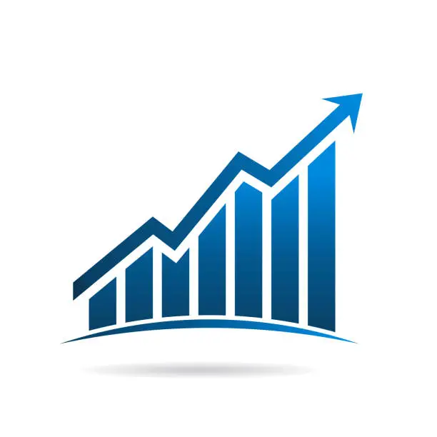 Vector illustration of Finance graphic bars up rising arrow. Vector Illustration Design