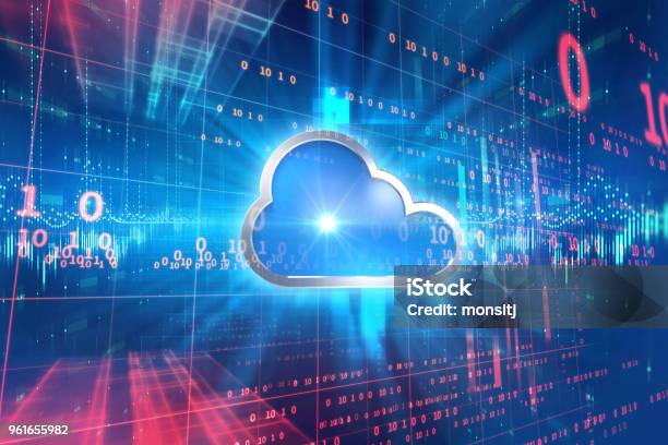 Sfondo Della Tecnologia Astratta Del Sistema Di Cloud Computing - Fotografie stock e altre immagini di Cloud computing