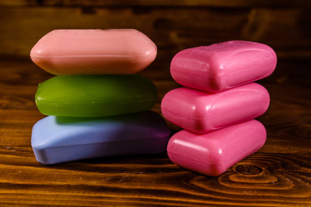 istock Pieces of the soap on wooden table 961667628