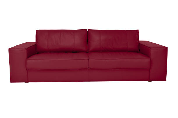 istock Three seats cozy fabric sofa isolated on white background 961672704