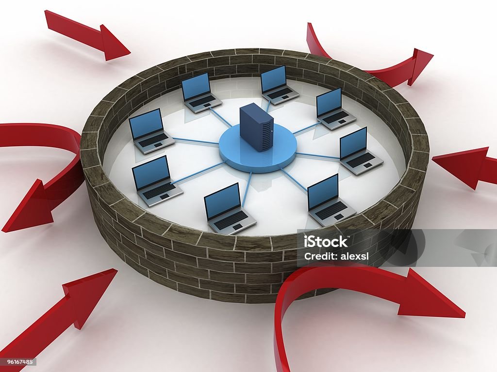 Firewall da rede - Foto de stock de Computador royalty-free