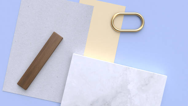 istock blue-purple-blue minimal geometric shape 3d rendering flay lay paper background 961675968