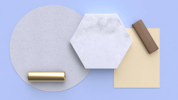 istock flay lay paper background blue-purple-blue minimal geometric shape 3d rendering 961676028
