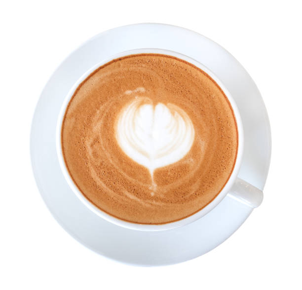 istock Top view hot coffee latte art isolated on white background, clipping path included 961677682