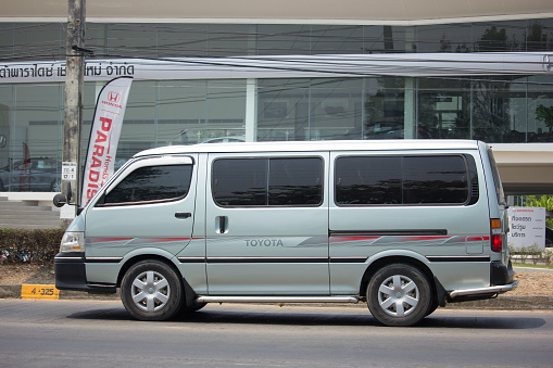 Chiangmai, Thailand - March 22, 2018: Private Toyota Hiace old Van Car. On road no.1001, 8 km from Chiangmai city.