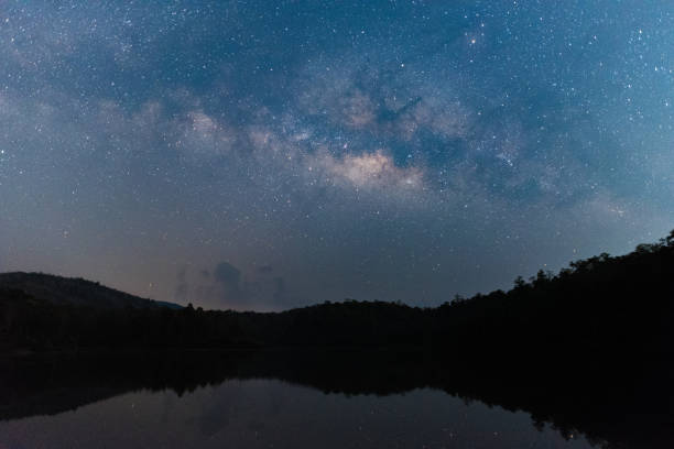 istock Milky Way band across sky over reservoir. 961681654