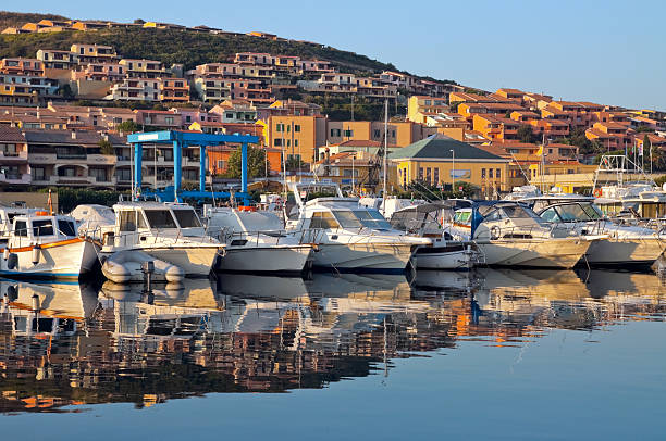 Boats in the harbor of porto servo, the exclusive village on sardinia where in the summer the rich and famous have their vacations
