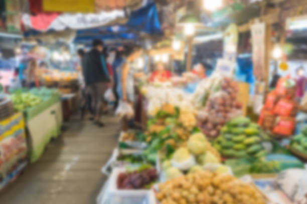 istock Motion blur of market plaza view background 961686848